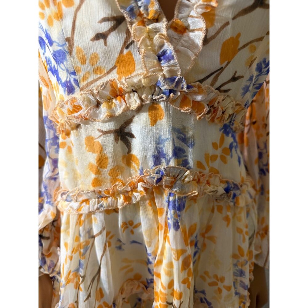 NWT One and Only Collective Floral Plunge Ruffled Midi Dress Orange Size Medium - Picture 5 of 7